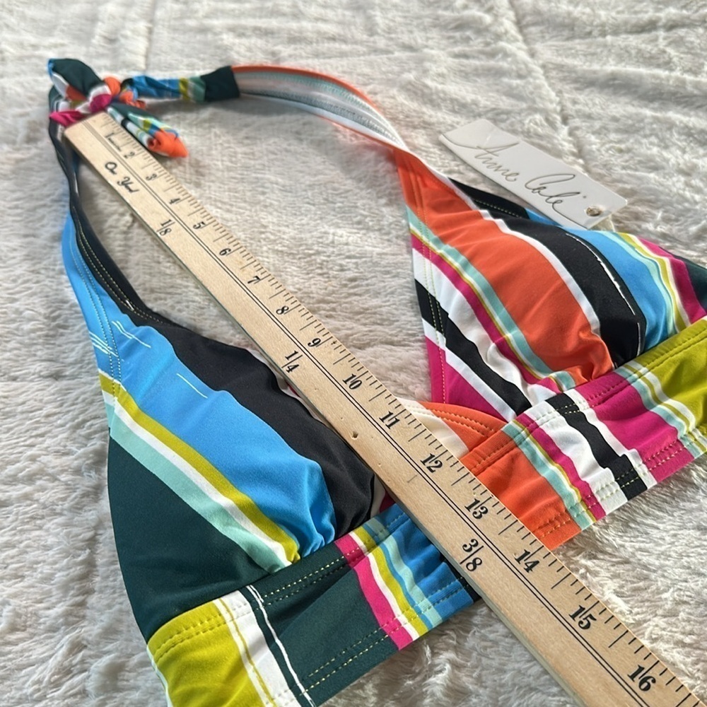 Anne Cole Women's Multi Color Colorblocked Stripe Tie Halter Swimsuit Top XS - Picture 10 of 13